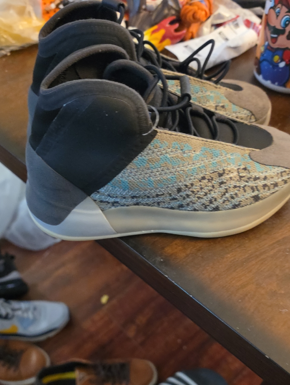 Yeezy Kids High-Top Sneakers in Gray and Teal